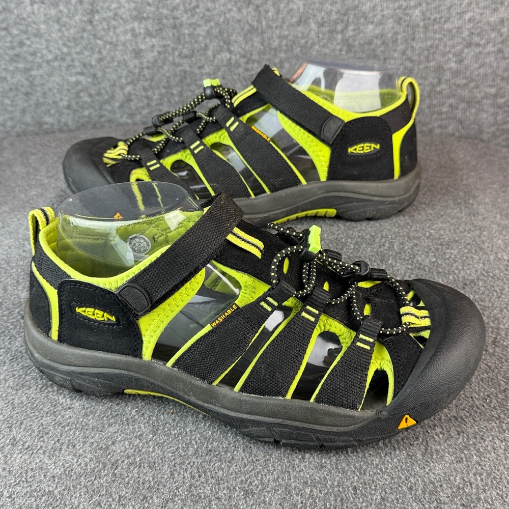 KEEN Newport H2 Sandals Size 7 Black Lime Green Washable‎ Hiking Water Shoes